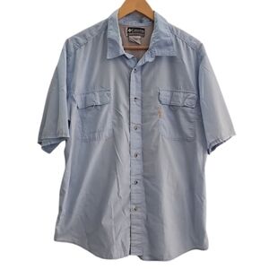 Columbia PFG Fishing Shirt Mens XL Vented Outdoor Hiking Utility Shirt Blue
